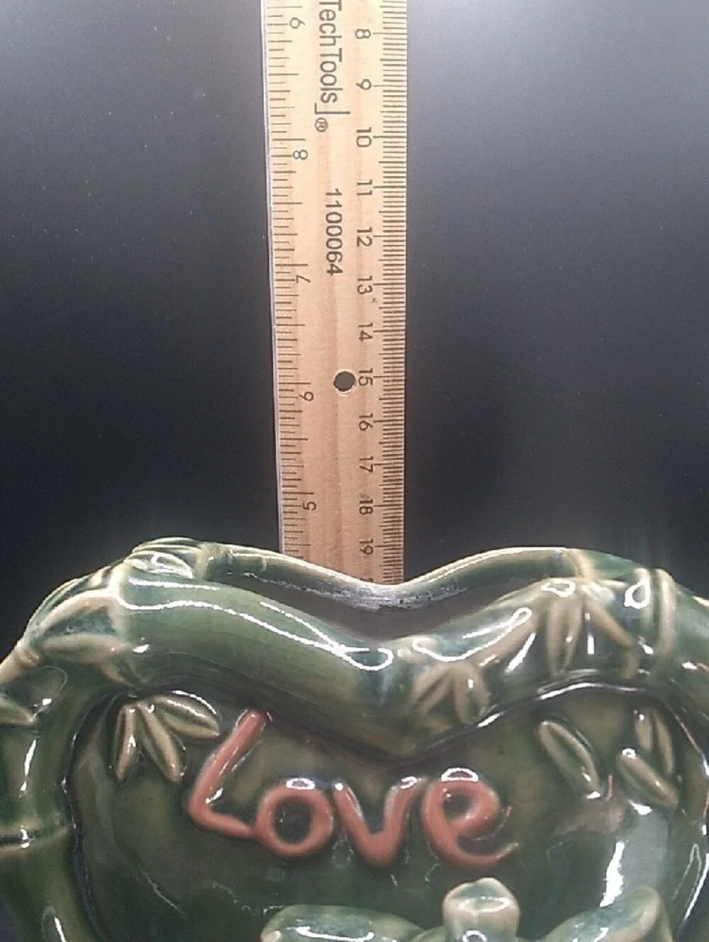 Vintage Majolica-style Green Ceramic Elephant Planter/Vase (B9)